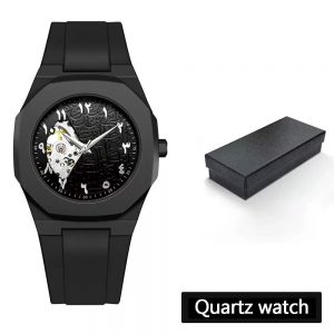 Unique Silver Lines Arabic Numerals Dial Design Men's Business Watch Fashionable Plastic Strap Quartz Waterproof Watch Reloj