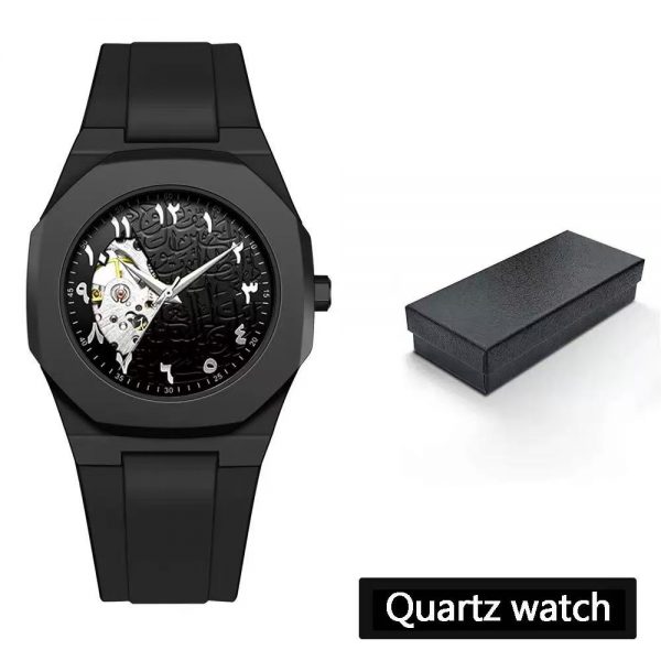 Unique Silver Lines Arabic Numerals Dial Design Men's Business Watch Fashionable Plastic Strap Quartz Waterproof Watch Reloj