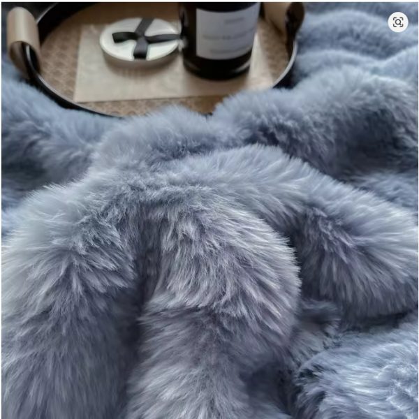 Ins Solid Color Faux Rabbit Fleece Blankets Fluffy Soft Warm Throw Blanket Nap Blanket for Couch Sofa Office Bed Camping Travel - Image 2