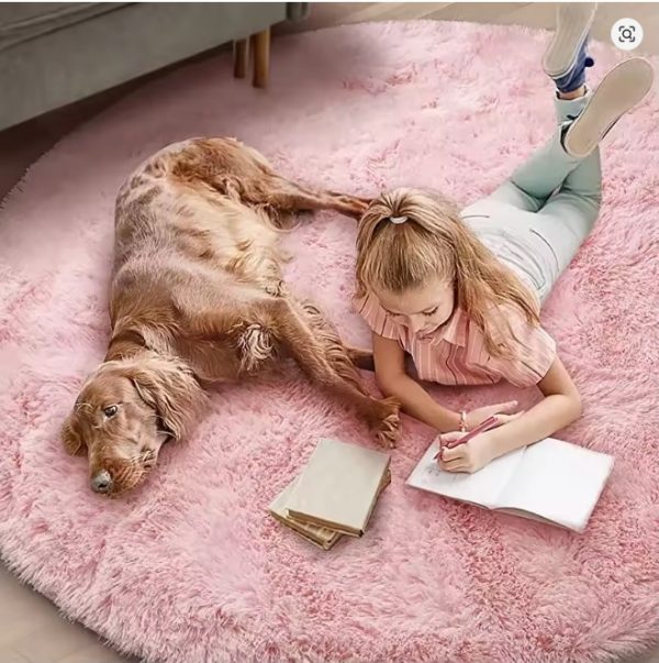 Tapis rond en peluche Super doux, blanc moelleux, pour Salon, décoration de maison, chambre d'enfant, décoration de Salon, à poils épais - Image 3