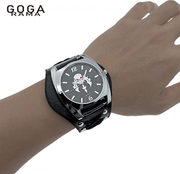 GOGARAMA Nightmare Before Christmas Numerals Button Leather Strap Skull Quartz Punk Wrist Watch for Men&Women Birthday Christmas Halloween Good Gifts - Image 2
