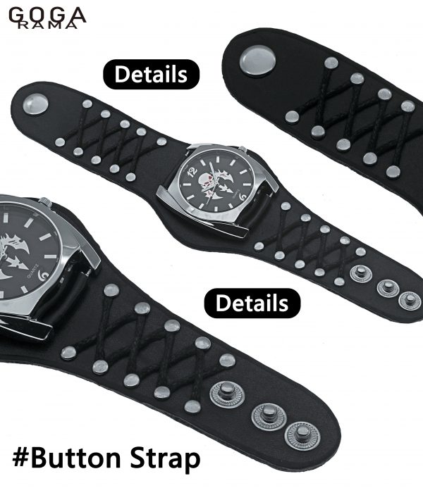 GOGARAMA Nightmare Before Christmas Numerals Button Leather Strap Skull Quartz Punk Wrist Watch for Men&Women Birthday Christmas Halloween Good Gifts - Image 6