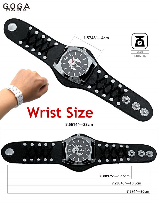 GOGARAMA Nightmare Before Christmas Numerals Button Leather Strap Skull Quartz Punk Wrist Watch for Men&Women Birthday Christmas Halloween Good Gifts - Image 4